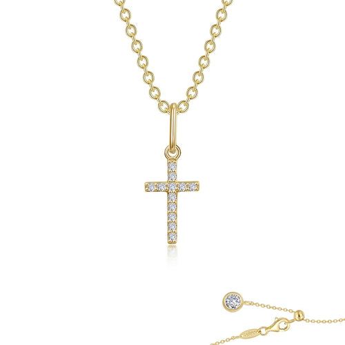 Load image 1 in gallery view. Lafonn's own product photo of the mini cross necklace in gold-finished sterling silver