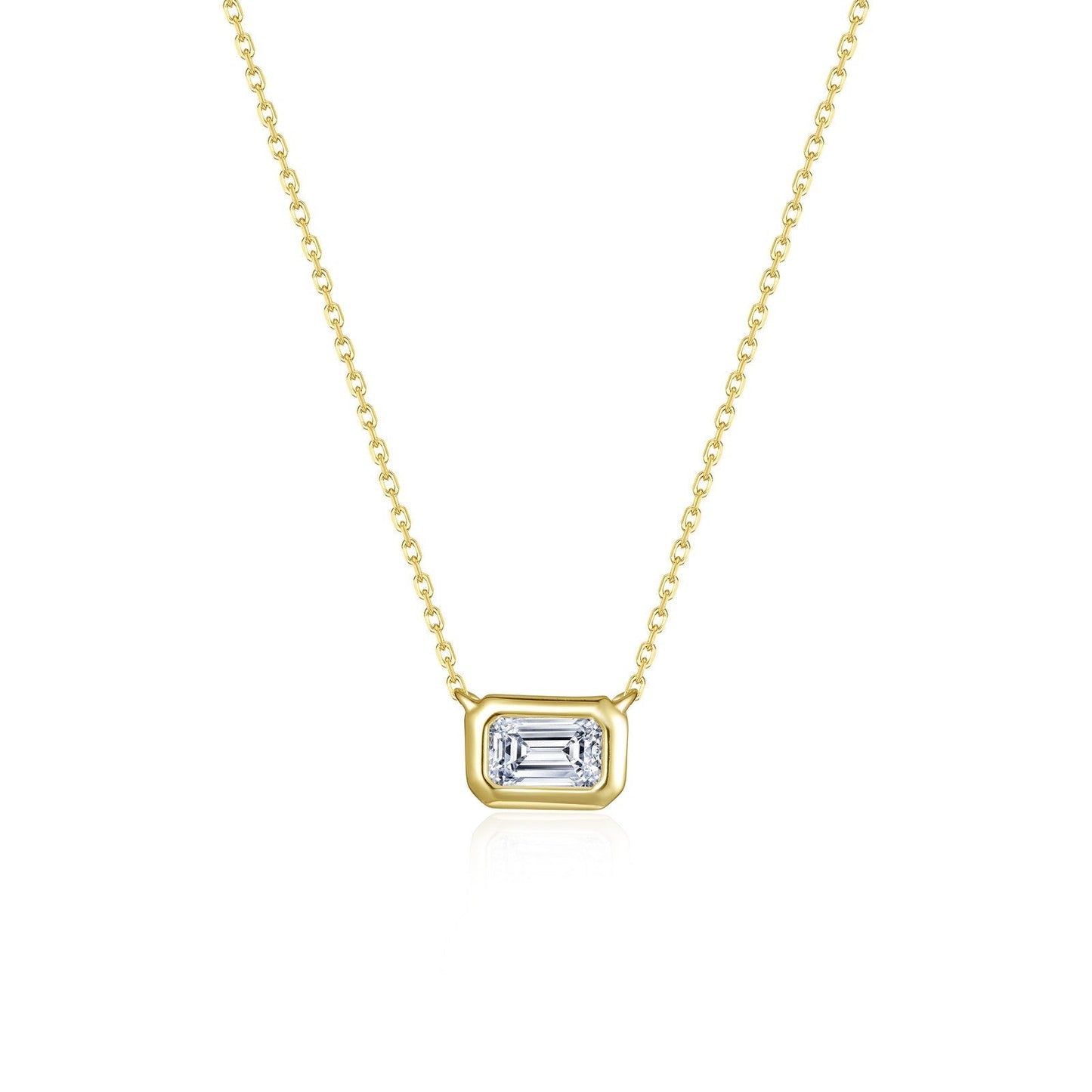 Lafonn's own product photo of the east-west emerald-cut solitaire choker in gold-finished sterling silver