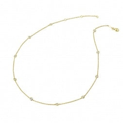 Load image 1 in gallery view. Lafonn bezel station necklace in gold-plated sterling silver with simulated diamonds