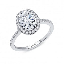 Lafonn oval halo ring in sterling silver with simulated diamonds