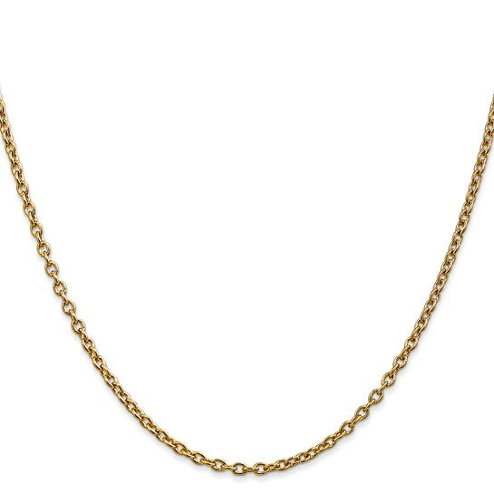 14K Yellow gold 22 inches solid cable chain