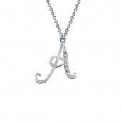 Load image 1 in gallery view. Lafonn pavé initial pendant necklace in sterling silver with simulated diamonds