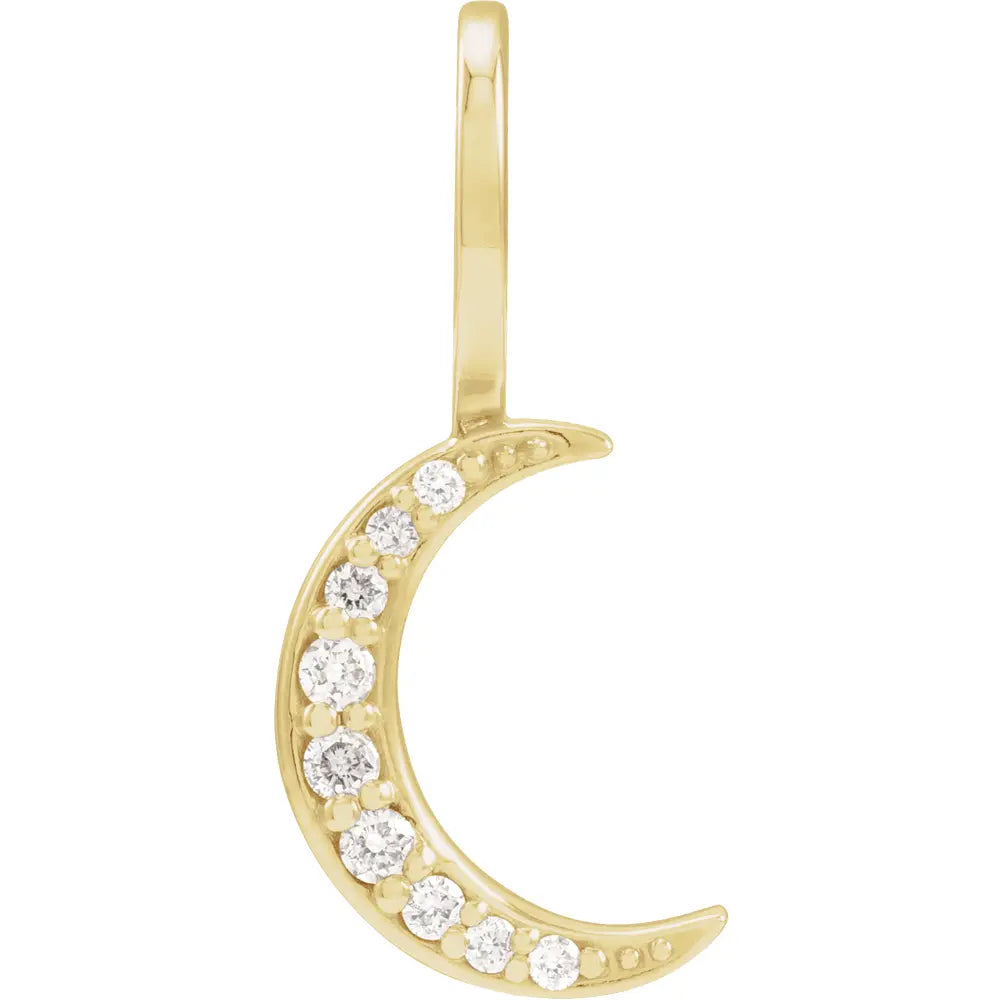 14K Yellow .07 CTW Natural Diamond Crescent Moon Charm/Pendant  Farsi Jewelers