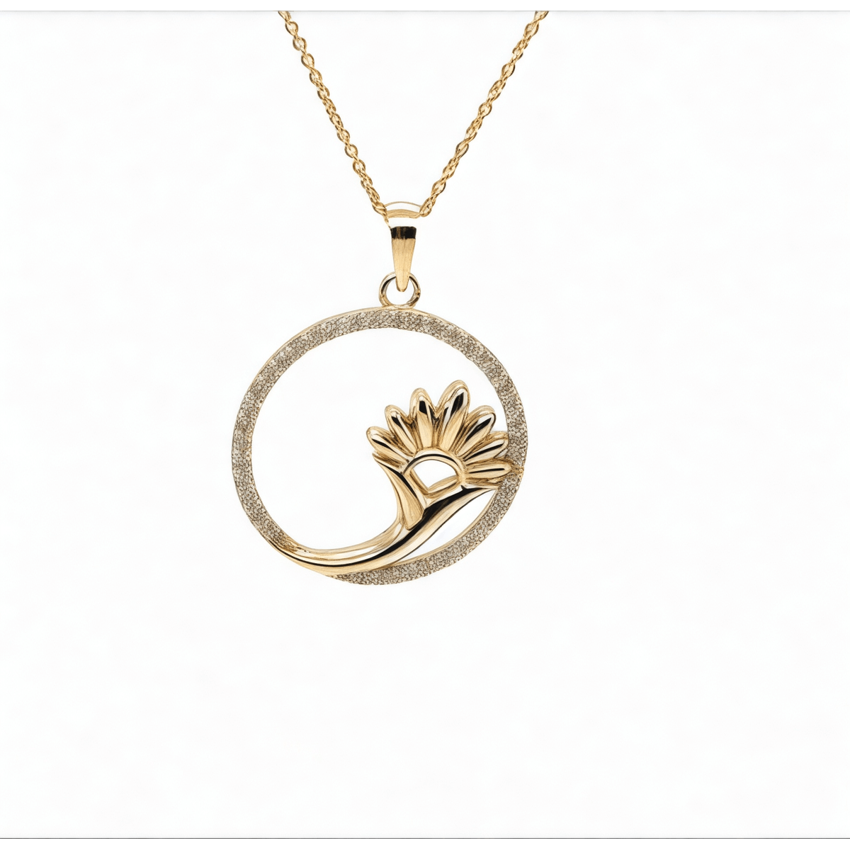 Diamond Jewelry Collections 14K Yellow Lotus Flower Diamond Pendant