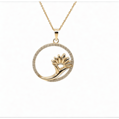 Load image 1 in gallery view. Diamond Jewelry Collections 14K Yellow Lotus Flower Diamond Pendant