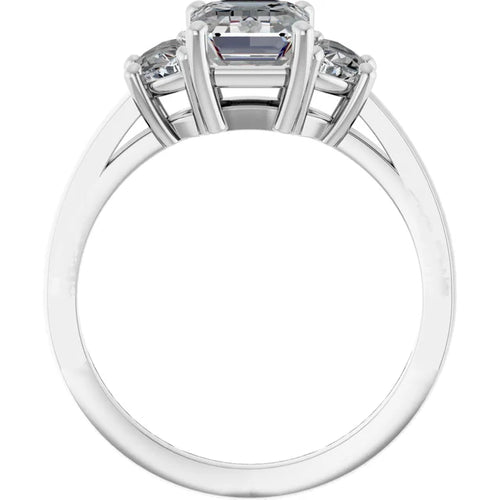Load image 1 in gallery view. Platinum 1.50 CT Emerald Cut Engagement Ring with Half Moon Diamond