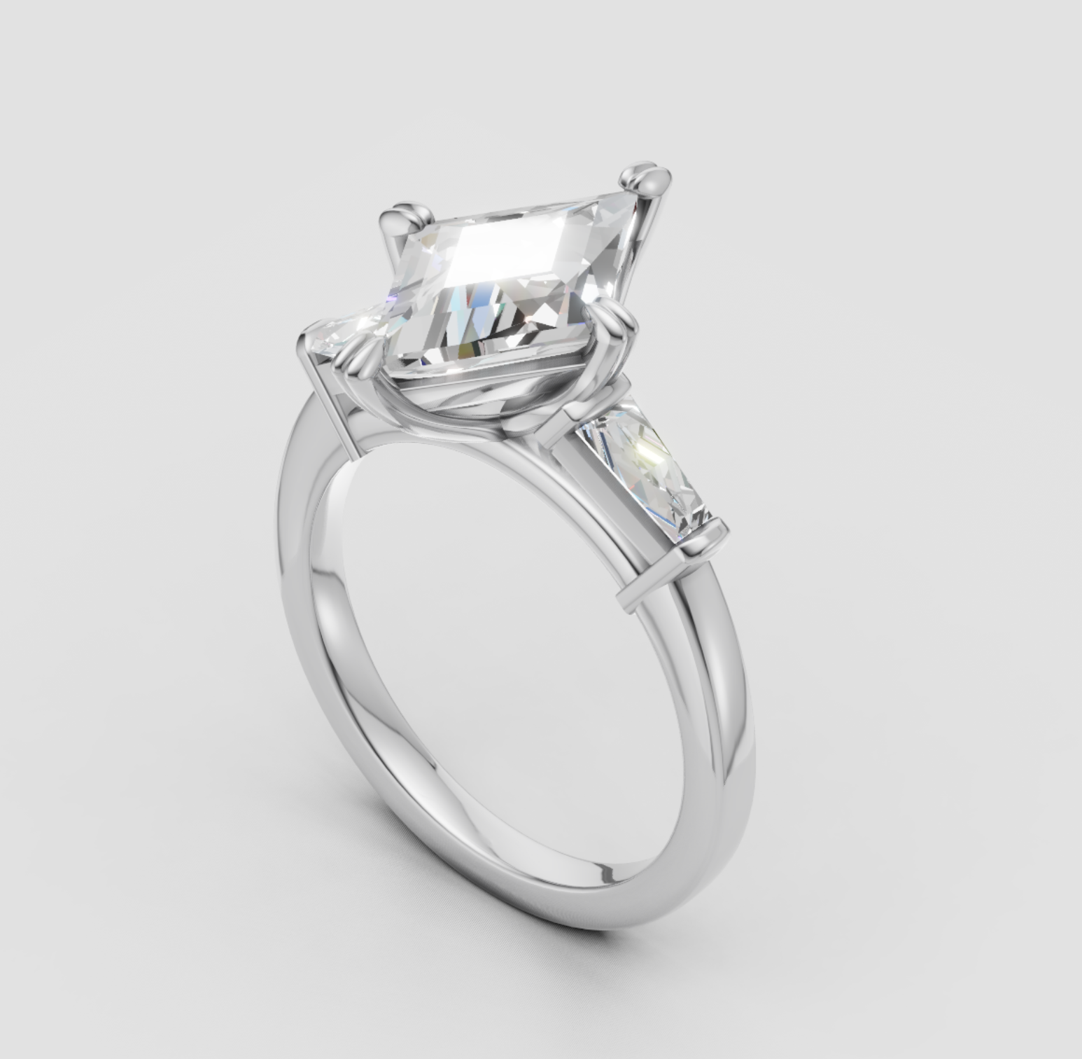 Engagement Rings Default Custom Platinum Lozenge-Cut Three-Stone Engagement Ring