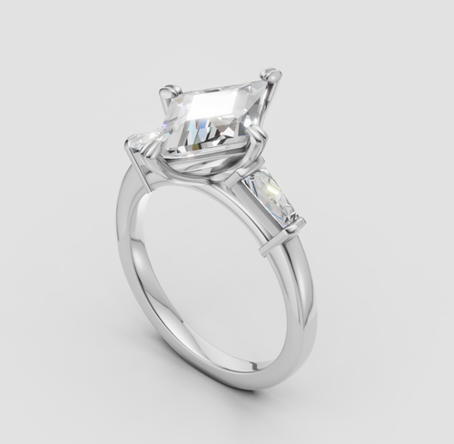 Load image 1 in gallery view. Engagement Rings Default Custom Platinum Lozenge-Cut Three-Stone Engagement Ring