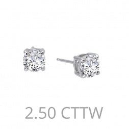 Load image 1 in gallery view. Lafonn 2.5 ct solitaire simulated diamond stud earrings in sterling silver