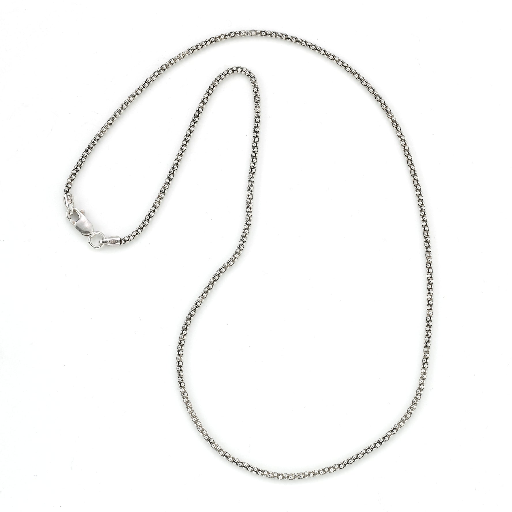 S-Silver OXIDIXZED 2MM POPCORN CHAIN - Farsi Jewelers