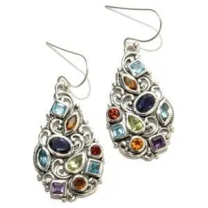 SILVER MULTI-GEMSTONE MULTI-SHAPE EARRINGS - Farsi Jewelers