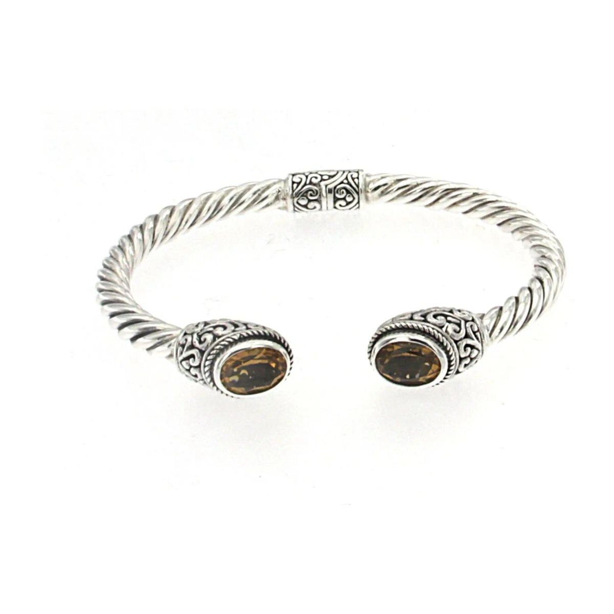 Silver Jewelry SILVER OVAL CITRINE TWISTED BANGLE
