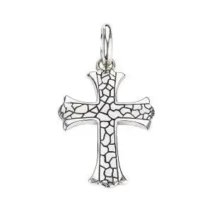 SILVER PEBBLE DESIGN CROSS PENDANT - Farsi Jewelers