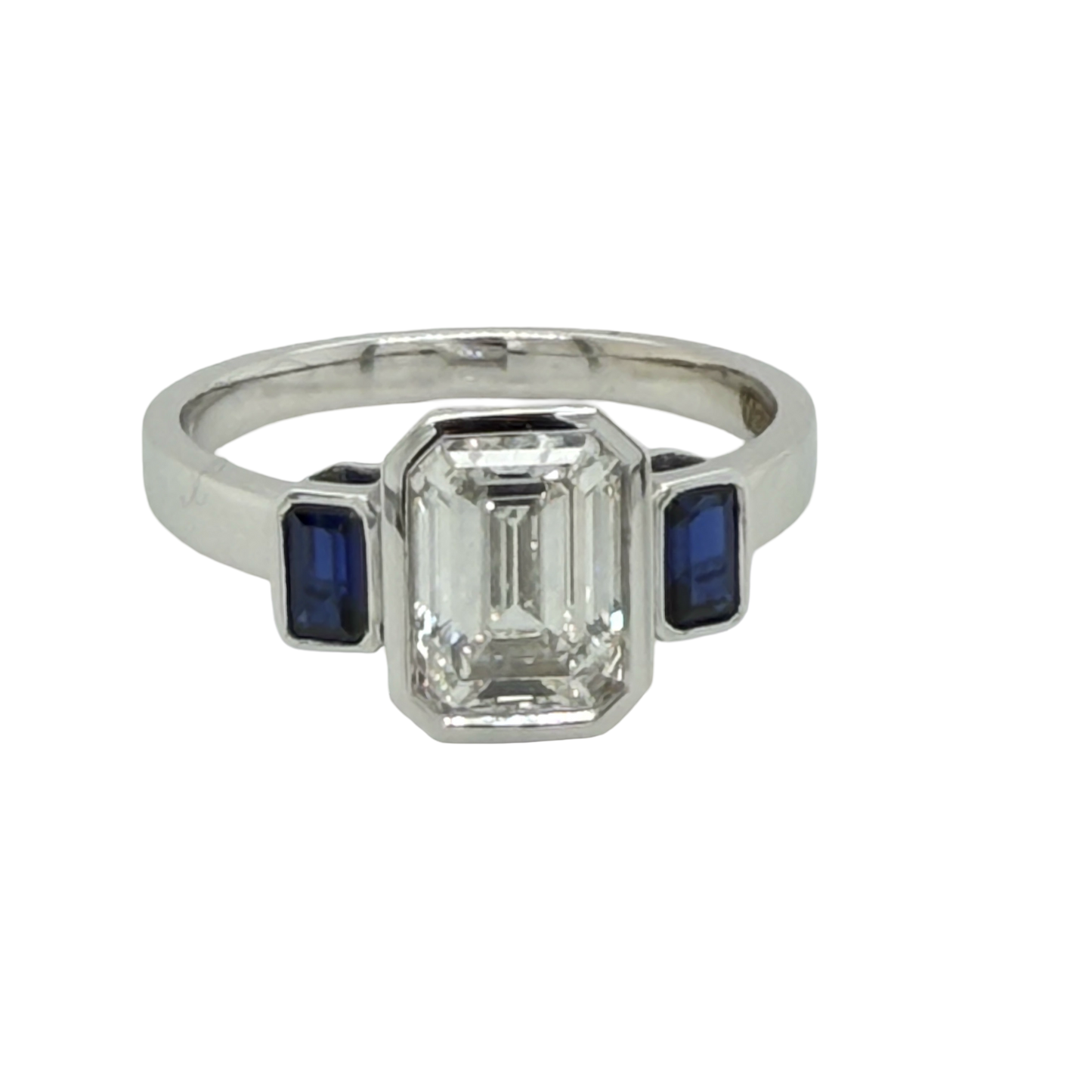 Custom Order 14K White Gold 3-Stone Emerald Cut Ring
