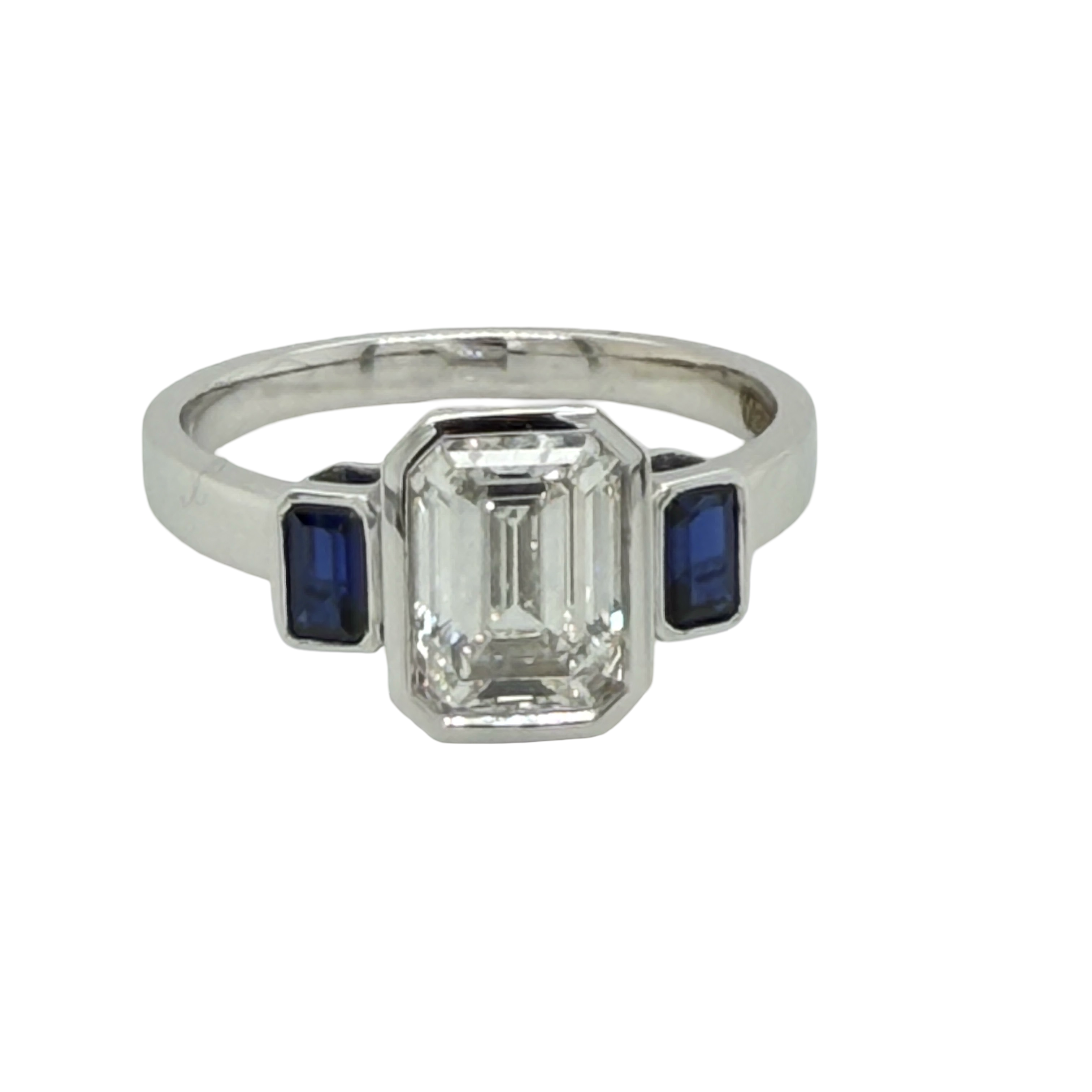 Custom Order 14K White Gold 3-Stone Emerald Cut Ring