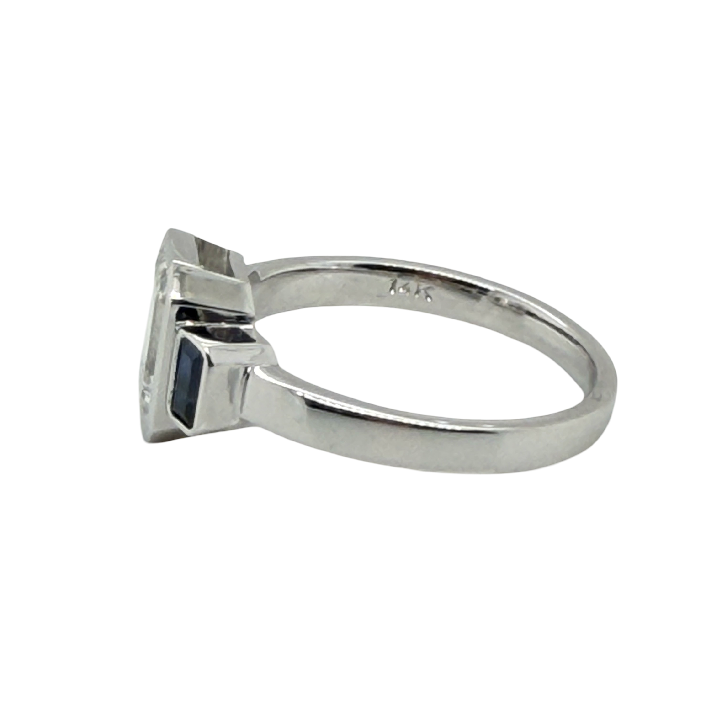 Custom Order 14K White Gold 3-Stone Emerald Cut Ring