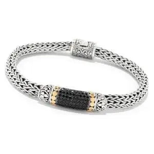 SS/18K 6.75" BLACK SPINEL PAVE BRACELET - Farsi Jewelers