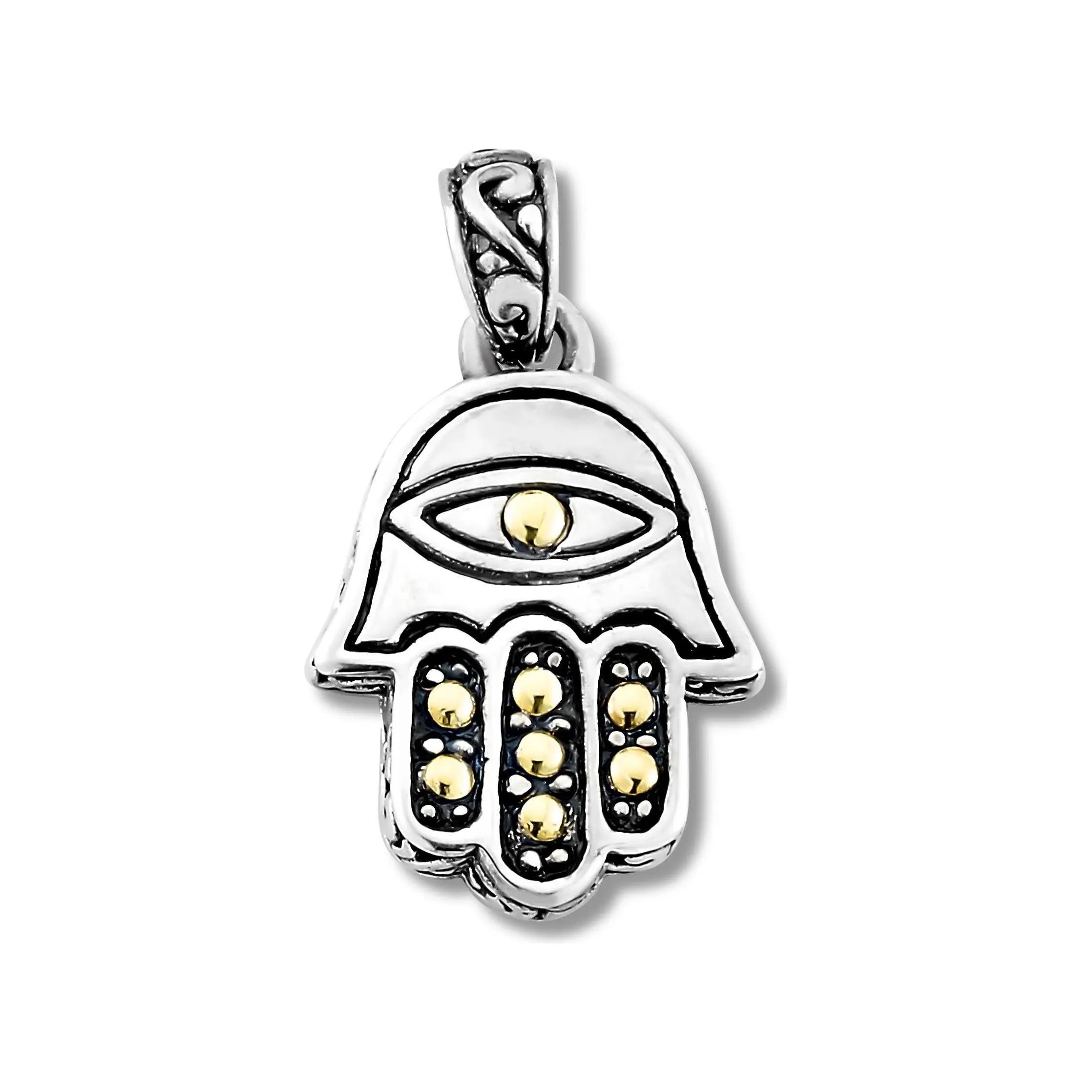 SS/18K Hamsa Pendant  Farsi Jewelers