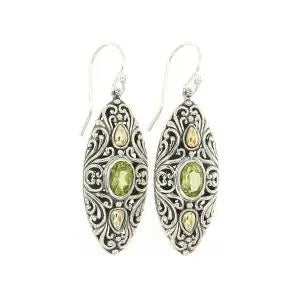 SS/18K MARQUISE SHAPED PERIDOT EARRINGS - Farsi Jewelers