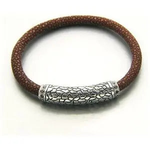 SS BROWN STINGRAY LEATHER BRACELET  Farsi Jewelers