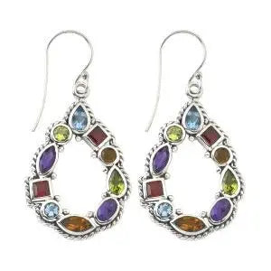 SS MULTI GEMSTONE DANGLE EARRINGS  Farsi Jewelers