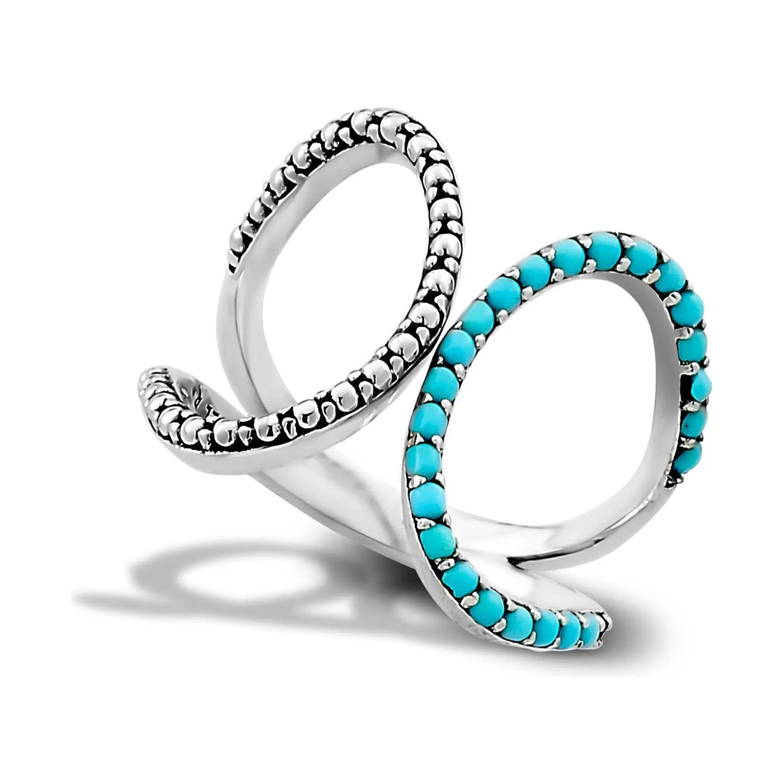 SS OPEN RING WITH SLEEPING BEAUTY TURQUOSIE  Farsi Jewelers