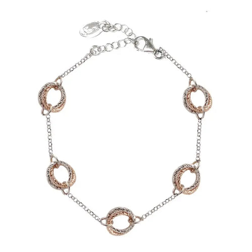 Load image 1 in gallery view. STERLING SILVER AND ROSE GOLD PLATED LOVE KNOT BRACELET - Farsi Jewelers