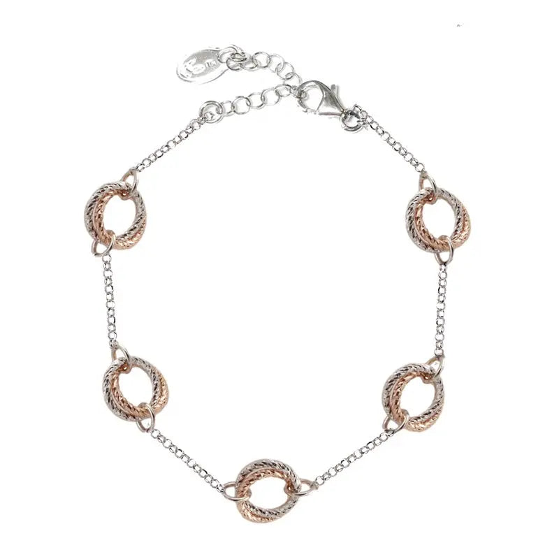 STERLING SILVER AND ROSE GOLD PLATED LOVE KNOT BRACELET - Farsi Jewelers