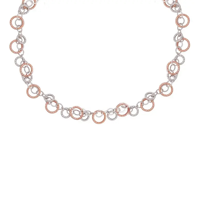 STERLING SILVER ROSE FINISH CIRCULATION NECKLACE - Farsi Jewelers