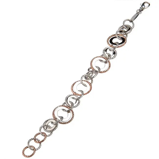 STERLING SILVER ROSE GOLD PLATED FREIDA BRACELET  Farsi Jewelers