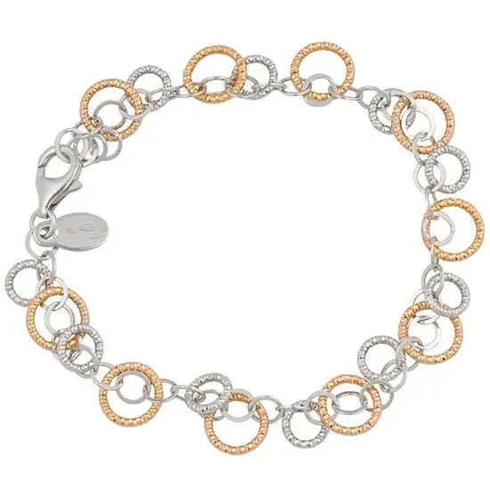 STERLING SILVER ROSE SPARKLE RING BRACELET - Farsi Jewelers