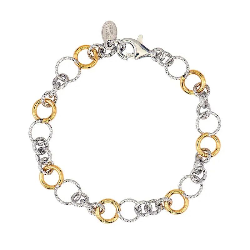 STERLING SILVER + YELLOW GOLD PLATED FIGURE 8 BRACELET - Farsi Jewelers