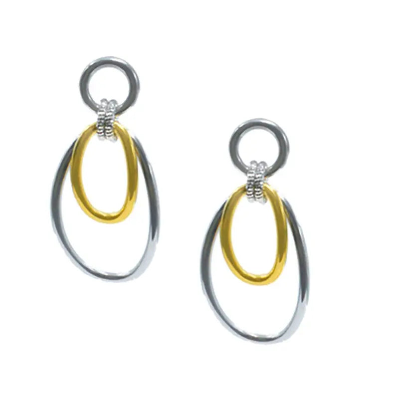 STERLING SILVER + YELLOW GOLD PLATED CURVATURE EARRINGS  Farsi Jewelers