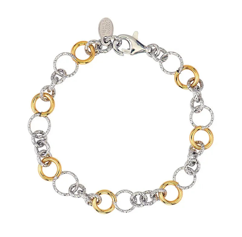 STERLING SILVER + YELLOW GOLD PLATED FIGURE 8 BRACELET  Farsi Jewelers