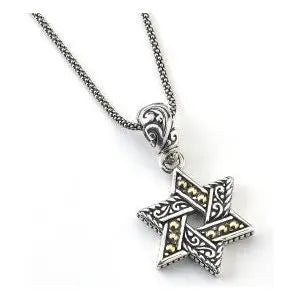 SS/18K STAR OF DAVID PENDANT - Farsi Jewelers
