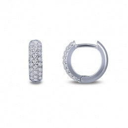 Lafonn classic huggie hoop earrings in sterling silver with simulated diamonds