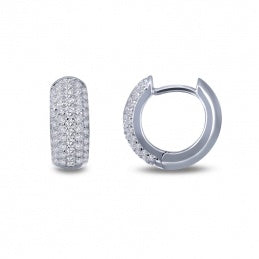 Lafonn pavé huggie hoop earrings in sterling silver with simulated diamonds