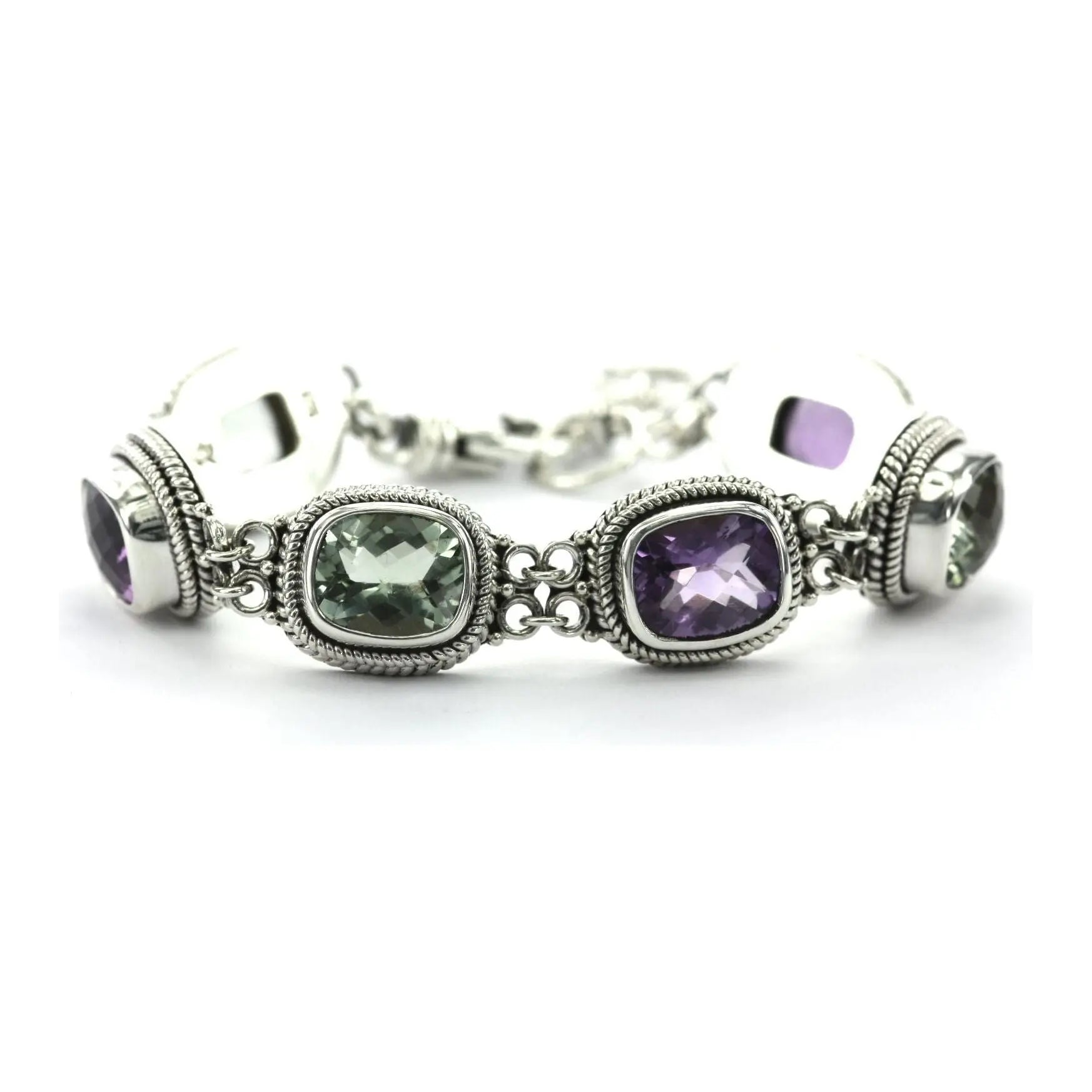 925 AMETHYST - GREEN AMETHYST STATION BRACELET - Farsi Jewelers