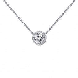 Lafonn halo pendant necklace in sterling silver with simulated diamonds