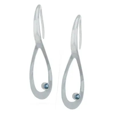 STERLING SILVER BLUE TOPAZ (IRRADIATED) NOUVEAU TEAR DROP EARRINGS - Farsi Jewelers