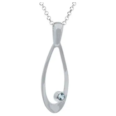STERLING SILVER BLUE TOPAZ(IRRADIATED) NOUVEAU TEAR DROP NECKLACE - Farsi Jewelers