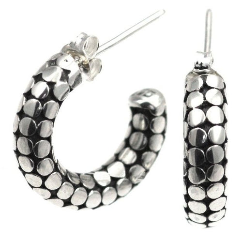 Load image 1 in gallery view. Sterling Silver Hoop Bali Earrings E085 - Farsi Jewelers