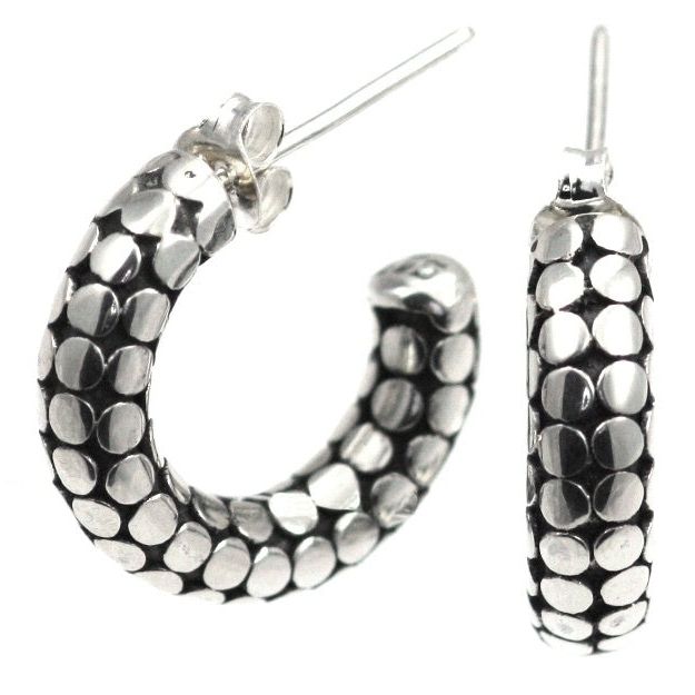 Sterling Silver Hoop Bali Earrings E085 - Farsi Jewelers