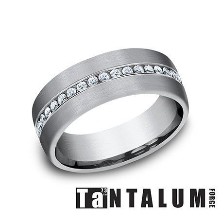 Tantalum.40ctw Diamond 7.5mm,Satin Finish - Farsi Jewelers