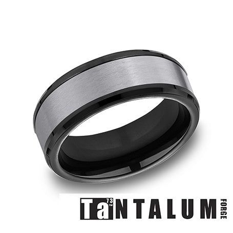 Tantalum 8mm BKT Drop Beveled Satin Tant Center - Farsi Jewelers