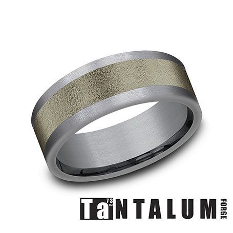 Tantalum 8mm GTA Strt Edge Wired Brush Center - Farsi Jewelers
