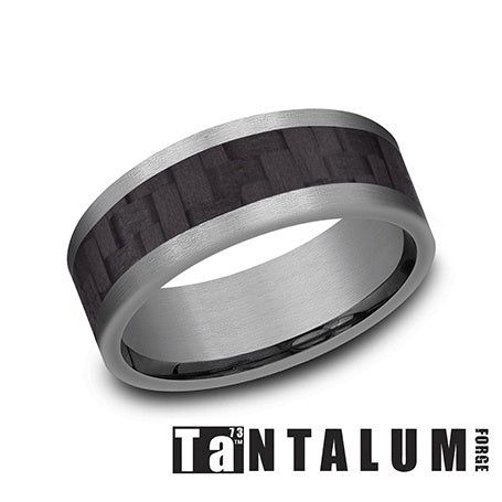 Wedding Rings Tantalum 8mm GTAStrt Edge Twill CF Center