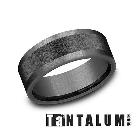 Tantalum 8mm Strt Edge Wire Brush Center - Farsi Jewelers
