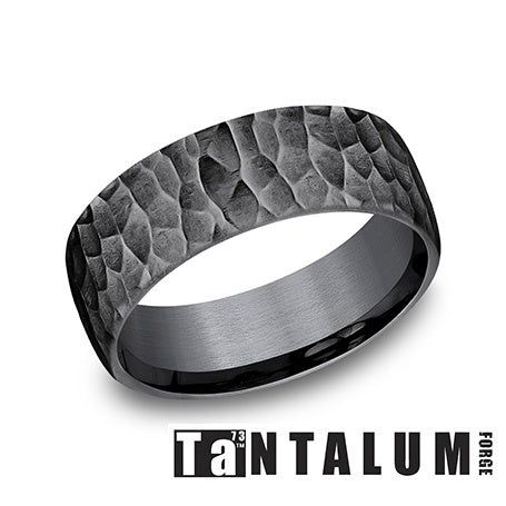 Tantalum-Dark 8mm SatinHammer Finish - Farsi Jewelers