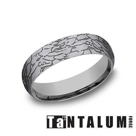 Tantalum-Grey 6mm,Domed Fractured - Farsi Jewelers